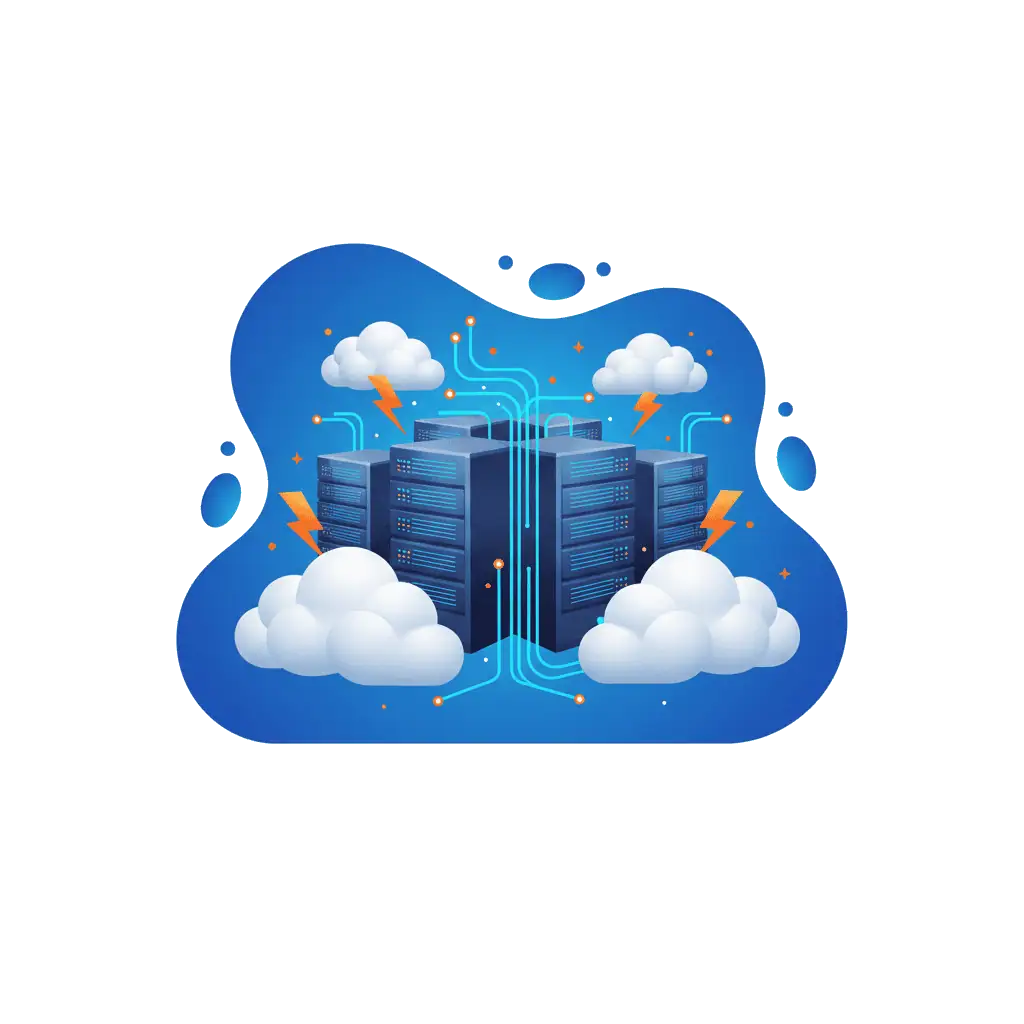 Illustration of cloud servers