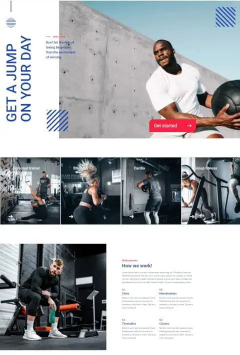 Homepage of a fitness trainer website designed by FiwiWeb