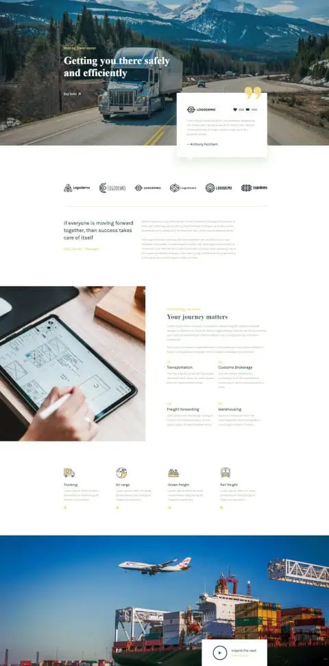 Homepage of a logistics operator website designed by FiwiWeb